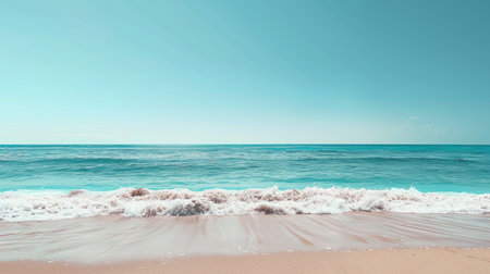 Scenic beach view with clear blue sky and space for textの素材