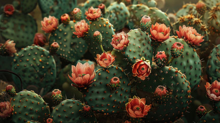 Realistic cactus painting with intricate details, providing a lifelike backdrop for seamlessly integrating text.の素材