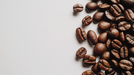 Close-up of coffee beans with space for textの素材