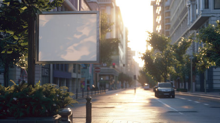 Blank billboard in an urban settingの素材