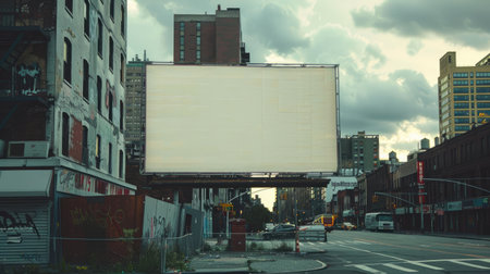 Blank billboard in an urban settingの素材