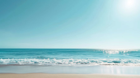 Scenic beach view with clear blue sky and space for textの素材