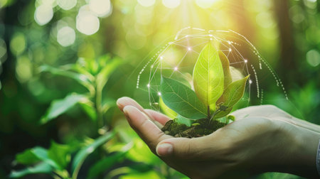 Green energy and renewable resources in ESG context, showcasing innovative solutions for environmental sustainability and eco-friendly developmentの素材