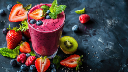 Fresh fruit smoothie with space for textの素材