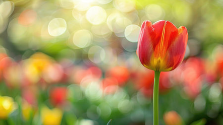 Tulip tranquility: A serene tulip background with room for text, providing a peaceful and attractive scene for your contentの素材