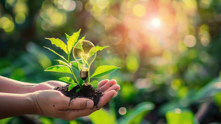 Green energy and renewable resources in ESG context, showcasing innovative solutions for environmental sustainability and eco-friendly developmentの素材