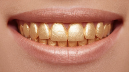 Explore a stunning close-up of glossy teeth in a natural smile, beautifully highlighting dental aesthetics. Perfect for themes of health and beauty.の素材