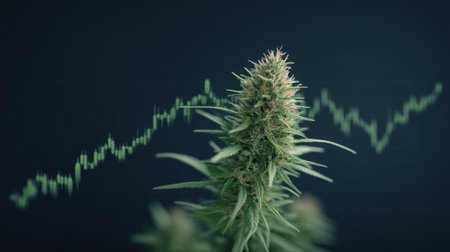 This image features a plant with a financial data overlay, representing investment trends and market analysis, perfect for business and finance themes.の素材