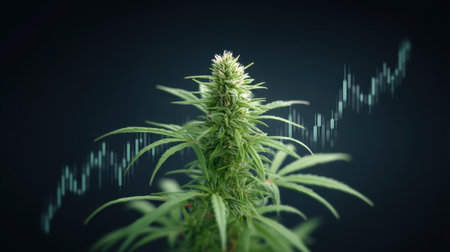 A captivating image of a growing plant with a financial data overlay, illustrating investment trends and growth patterns in a contemporary stock market setting.の素材