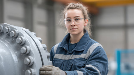 A mechanical specialist calibrates an advanced system in an industrial setting, showcasing precision and skill essential for effective engineering and management.の素材