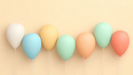 Delightful image featuring soft pastel balloons against a light background, ideal for birthday celebrations, invitations, and cheerful event designs. Perfect for creatives.の素材