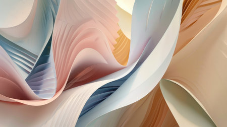 Abstract pastel shapes and lines forming a harmonious composition.の素材
