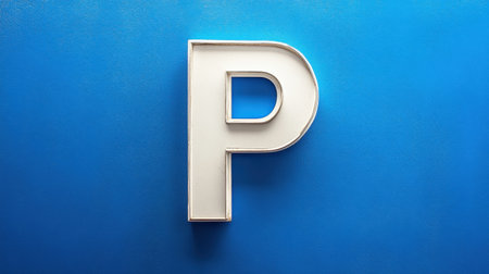 This image features a bold letter P in a striking white design against a vibrant blue background, ideal for creative projects and modern visual needs.の素材