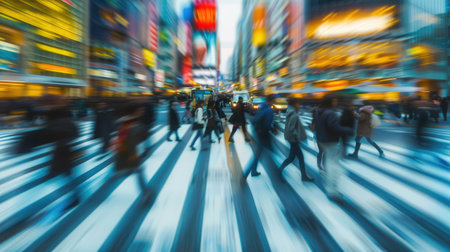 Blurred motion background of a busy urban street during rush hour.の素材