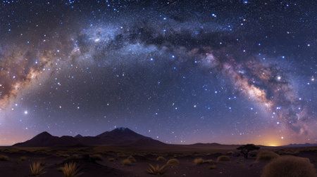 High-resolution image of a starry night sky with the Milky Way.の素材