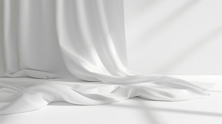 Plain white background with a soft, smooth surface for product display.の素材