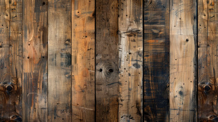 Rustic wooden planks forming a textured and vintage background.の素材