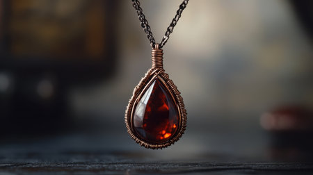 Beautiful handcrafted copper wire jewelry with intricate stone details, captured in a minimalist setting to highlight artisanal techniquesの素材