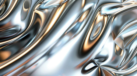 A metallic abstract background with shiny, reflective surfaces and gradients.の素材