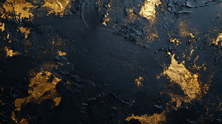 Discover a stunning black and gold abstract texture showcasing metallic and matte finishes, perfect for modern art projects or stylish backgrounds.の素材