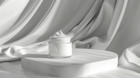 Plain white background with a soft, smooth surface for product display.の素材