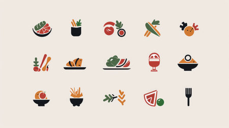 A collection of 12 gourmet food logosの素材