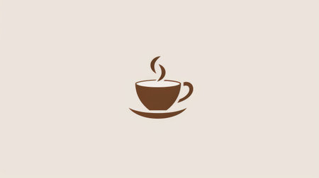 A sleek coffee shop logo featuring a minimalist coffee cup with steam, elegantly displayed on a crisp white backgroundの素材