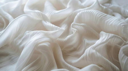 Abstract background with a smooth, blurred white fabric texture, ideal for creating a gentle and elegant designの素材
