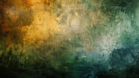 A grunge abstract background with textured, distressed surfaces and muted colors.の素材