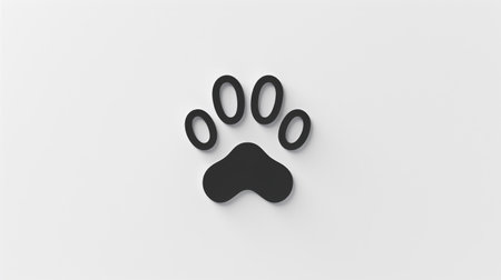 A minimalist pet logo showcasing a sleek outline of a paw print with subtle detailing, centered on a white backgroundの素材