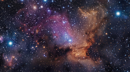 A captivating night sky with a dense cluster of stars and a visible galaxy, creating a sense of wonder and explorationの素材