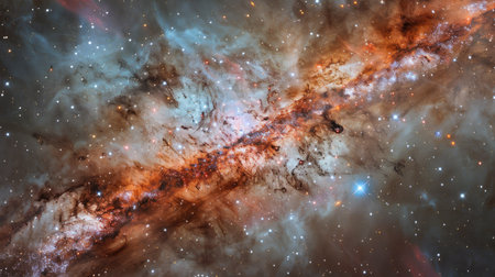 An awe-inspiring view of a galaxy with vibrant colors and sparkling stars, showcasing the beauty of the cosmosの素材