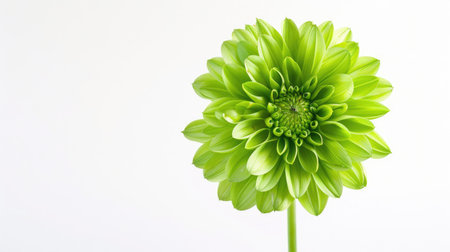 A vibrant green cornflower with an unusual color, highlighted against a simple white backgroundの素材