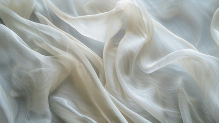 Soft and blurred white fabric texture, creating an abstract background perfect for a soothing and elegant designの素材