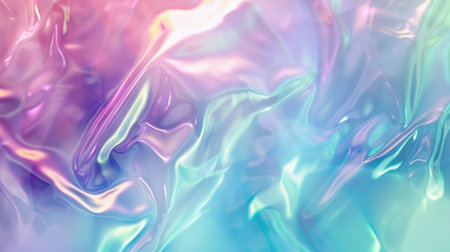 Soft pastel gradient with blue, purple, and green hues, creating a blurred holographic abstract backgroundの素材