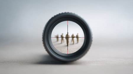 A powerful concept illustrating the importance of focus and targeting in visual communication, featuring a blurred background that enhances the central theme of precision.の素材