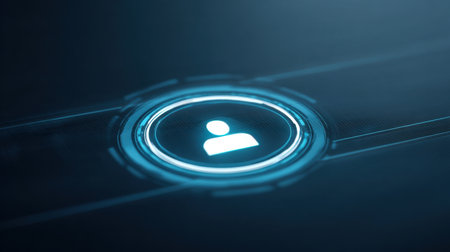 Explore a captivating virtual ID card concept featuring glowing elements that represent modern technology in digital identification and security applications.の素材