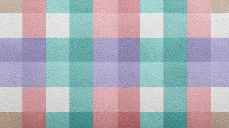 A colorful pastel checkered pattern featuring soft hues creates a charming and vibrant background for various design applications, textiles, and decor.の素材