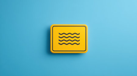 This vibrant yellow sign features wavy lines on a fresh blue background, symbolizing water and waves, perfect for modern designs or aquatic themes.の素材