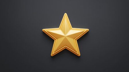 This image features a shiny golden star on a dark background, capturing the essence of achievement and excellence. Ideal for creative projects focused on success.の素材