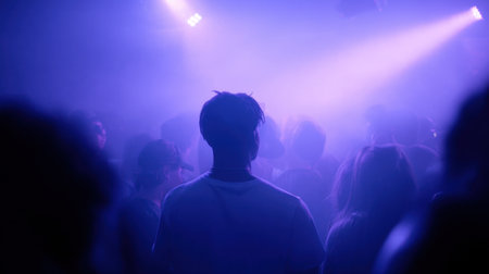 Experience the vibrant atmosphere of a rap concert, with performers electrifying the crowd and a raw energy that ignites the night and captivates all.の素材