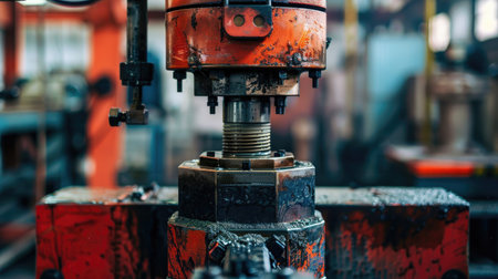 Close-up of a hydraulic press machineの素材
