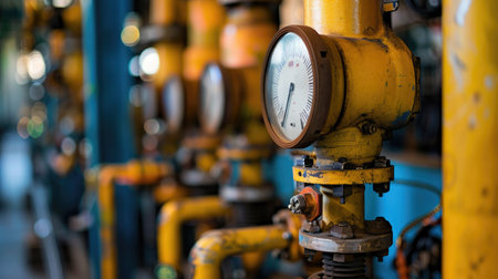 Close-up of industrial sensors and gaugesの素材