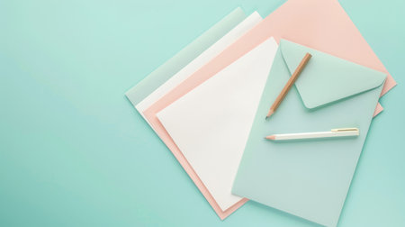 Flat lay of business stationery with space for textの素材