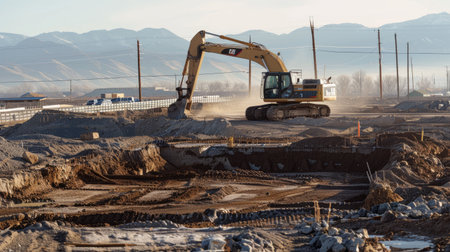 Heavy machinery at a construction siteの素材