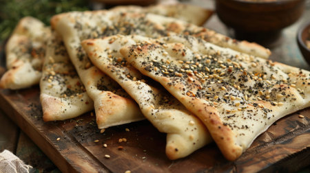 Lebanese manakish (flatbread) with za'atarの素材