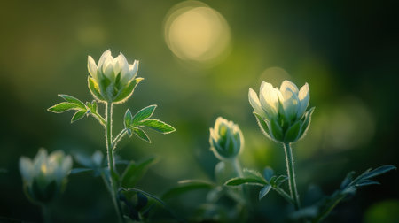 A stunning capture of blooming lavender flowers under bright sunlight, complemented by a soft bokeh background, showcasing nature's exquisite beauty.の素材