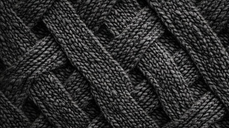 Knitted wool texture with a checkered pattern, close-up view, highlighting the craftsmanship of the stitchwork and soft fabric.の素材