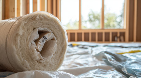 A roll of insulation material ready for installation, ensuring energy-efficient heating in homesの素材