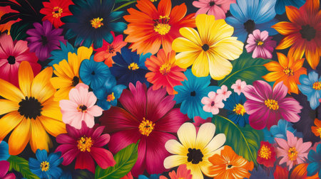 Floral-inspired wallpaper celebrating Hispanic Heritage Month, a blend of colorful patterns that represent Hispanic culture, tradition, and artistry.の素材